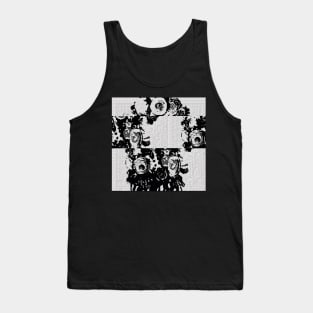 Eldrich Creepy Glitch Art Abstract Glitchcore Black and White Tank Top